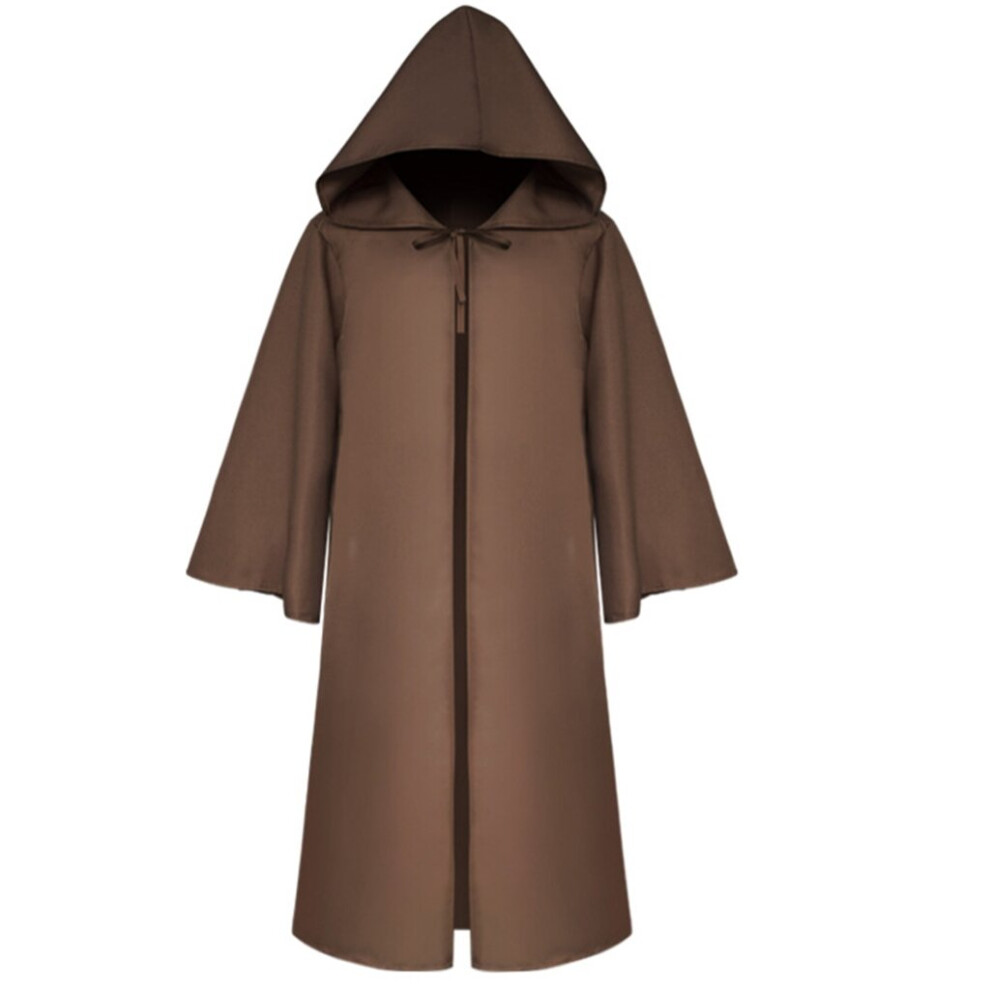 (Brown, L) Wizard Witch Mantle Outfit Unisex Cloak Adults Vampires Robe Cosplays Costumes