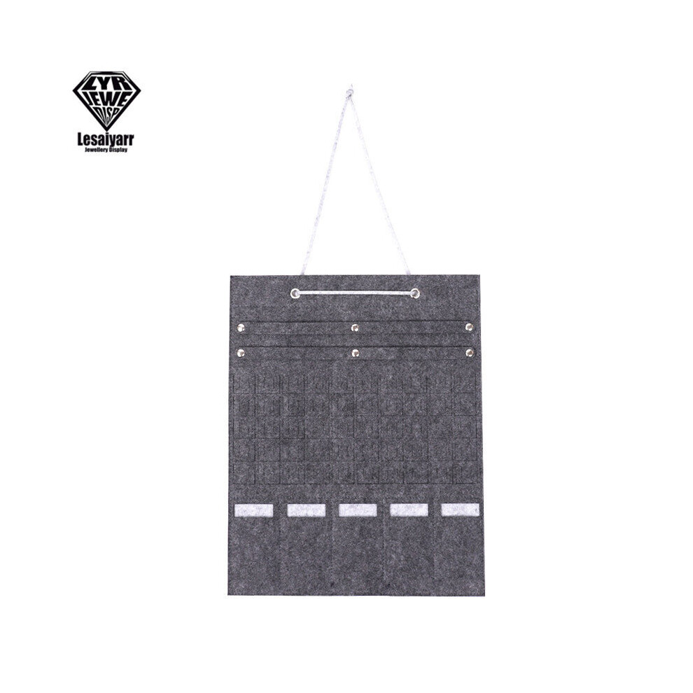 (a-Gray) Home Organizer Felt Pocket Wall Keys Sunglasses Storage Bag Holder Jewelry Earrings Hanging Multi Pouches Display Stand