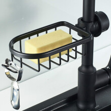 (a-black) Household kitchen sink hanging faucet bathroom hollow shelf storage rack organizer Water Basket Pool Rag Sponge Storage Rack