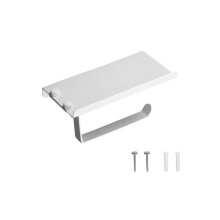 (a- White) Paper Roll Holder Bathroom Aluminum Shelf Punching Tissue Rack Anti-drop Organizer with Screws Restaurant Supply