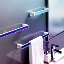 (a-Gray S and L(2pcs)) 1PC Self-adhesive Towel Holder Scouring Cloth Rack Wall Mounted Towel Hanger Towel Bar Shelf Holder Hook Organizer Accessories
