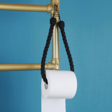 (a-Black) 1PC cotton rope tissue holder without holes wall hanging cotton rope hemp rope tissue holder roll paper holder delivery hook