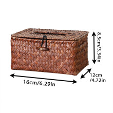(a-A3) Rattan Tissue Box Cover Rectangular Napkin Case Woven Napkin Paper Container Home Car Napkin Holder Ofiice Home Organizer