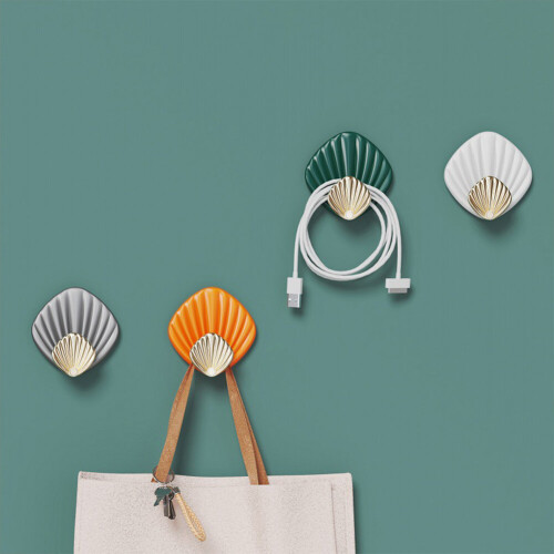 (a-Green) Shell Shaped Wall Hook Towel Hanging Hook For Bathroom Kitchen 1