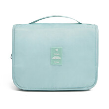 (a-Sky blue) FUDEAM Polyester Women Travel Cosmetic Bag Multifunction Toiletry Organize Storage Handbag Waterproof Bathroom Hanging Wash Bag