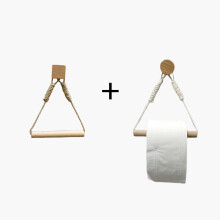 (a-Army Green) Kitchen Paper Holder Toilet Paper Holder Towel Dispenser Wooden Paper Roll for Bathroom Household Storage Rack Curtain Tie Rope