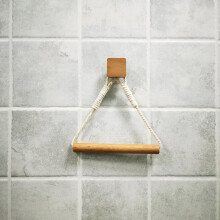 (a-D-Square) Wall Mounted Toilet Paper Holder Towel Stand Bathroom Paper Set Organizer Roll Holder with Wooden Stick Restroom Accessories