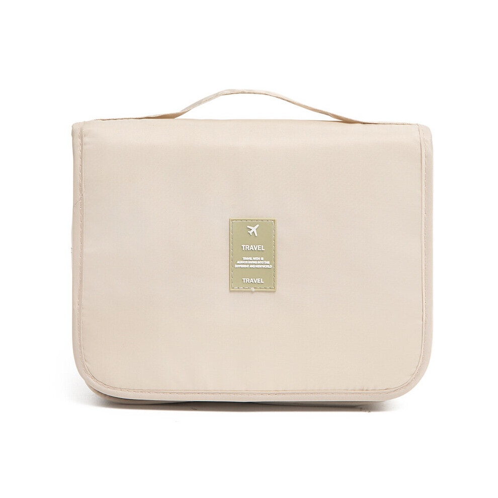 Dechoicelife Beige (A-) Cosmetic Bags Wash Travel Nylon Hook Cosmetic Bag Toiletries Organizer Waterproof Storage Neceser Hanging Bathroom