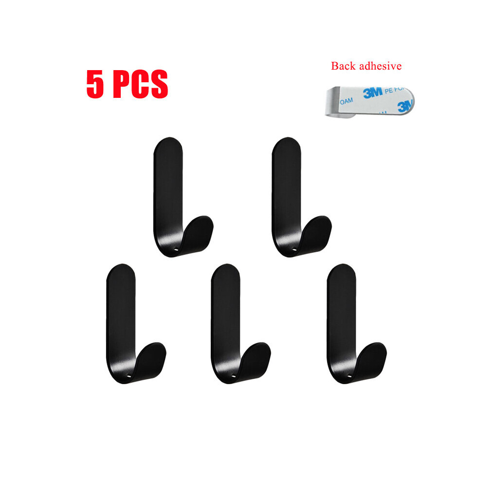 (a-Black - 5 PCS) Multi-purpose Wall Organizer Hook Behind-door Key Cloth Hanger Hook Bathroom Robe Towel Holder Rack Kitchen Hardware Shelf Hook-image-OPC-PCBXNMM-NEW