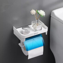 (a-blue) Wall Mount Bathroom Tissue Storage Box Punch-Free Home Supplies Phone Rack Case Toilet Paper Holder Waterproof Shelf Organizer