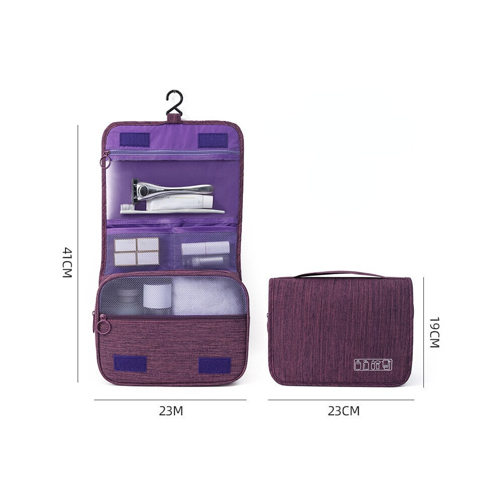 (a-Purple) Travel Makeup Bag High Capacity Women And Men Wash Bags Toiletries Organizer Hanging Dry And Wet Separation Storage Bag-image-OPC-PCBXNRP-NEW