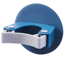 (a-Round Blue) Wall Mounted Mop Storage Rack Holder Mop Organizer Storage Wall Shelf Kitchen Bathroom Brush Broom Hanger Hanging Pipe Hook Clip