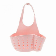 (a-pink Sink basket 1-tier) Kitchen Accessories Sink Soap Sponge Holder Utensils Organizer Bag Adjustable Snap Storage Shelves Bathroom Hanging Drain Basket