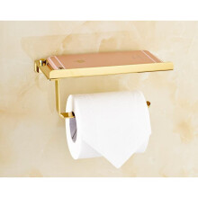 Stainless Steel Toilet Paper Holder Resistant European Golden Tissue Paper Rack With Mobile Phone Holder Chrome Finish Bath Set