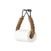 (a-02) Wall Mounted Toilet Paper Holder Nail-free Hemp Rope Storage Rack Kitchen Bathroom Toilet Paper Holder Retro Towel Storage Rack