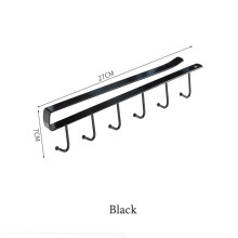 (a-Black) Iron 6 Hook Storage Shelf Cabinet Cabinet Metal Under Shelves Mug Cup Pendant Bathroom Kitchen Organizer Hanging Rack Holder