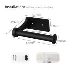 (a-Black B) No Drilling Paper Towel Holder Under Cabinet Wall Mount for Kitchen Bathroom Paper Towel, Black/Gold Paper Towel Roll Holder