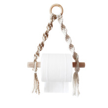 (a-C) Home Decoration Punch Free Hand-Woven Rack Organizer Tapestry Macrame Bathroom Towel Vintage Toilet Paper Holder Hanging Rope