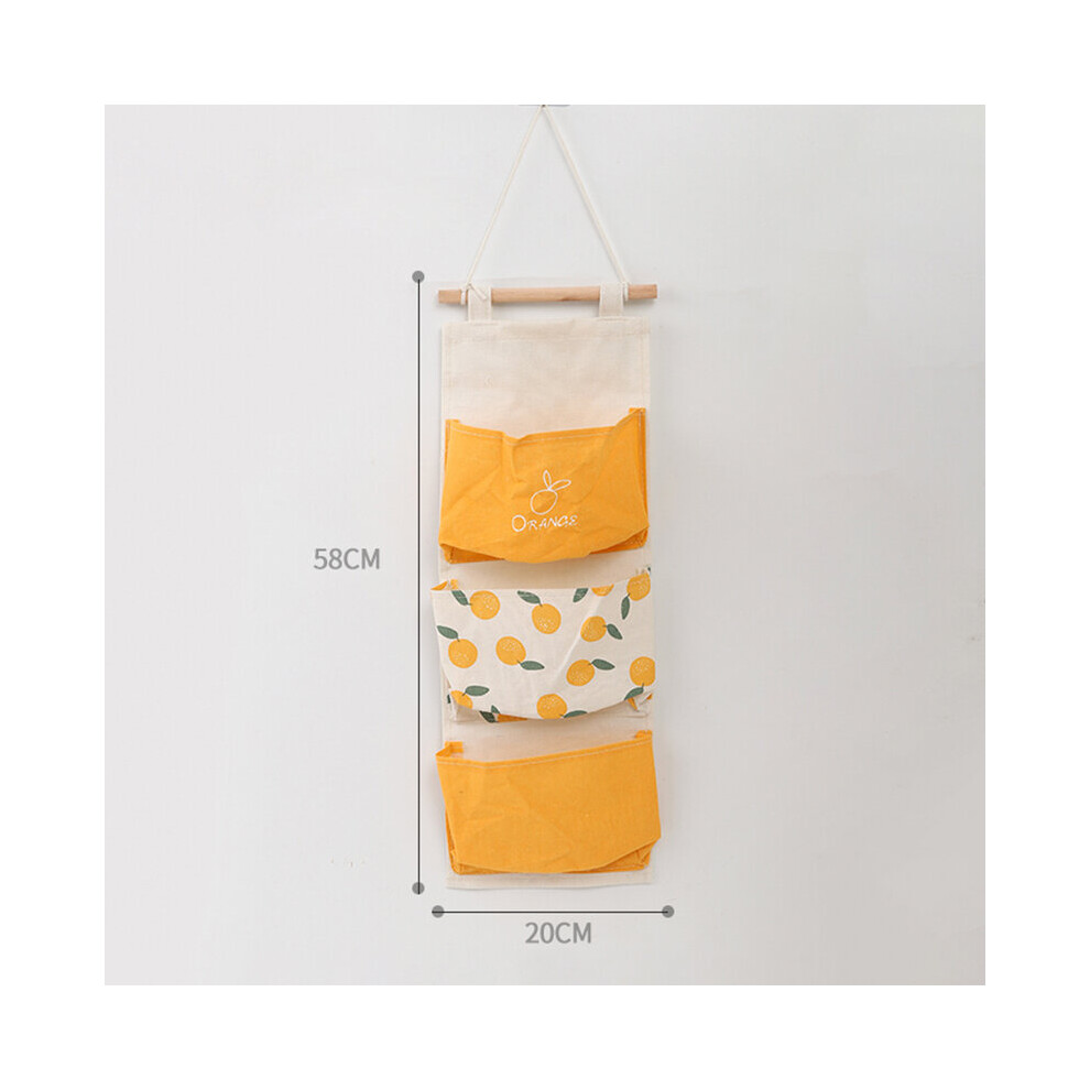 (a-A-3 Pockets) 3/7 Pockets Wall Hanging Storage Bag Cotton Linen Room Closet Door Hanging Bag Cosmetic Toys Organizer Hanging Sundries Pouches-image-OPC-PCBXS6N-NEW