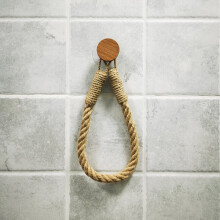 (a-B-Round) With Round Sqaure Hook Boho Decor Wall Mounted Toilet Paper Holder Stand Towel Rack Bathroom Accessories Paper Towel Dispenser