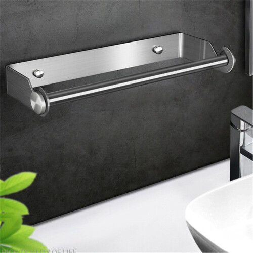 (a-Black2pcs) Paper Towel Holder Stainless Steel Space-saving Tissue Storage Bracket Silver 2