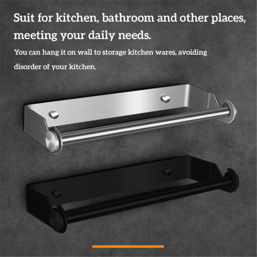 (a-Black2pcs) Paper Towel Holder Stainless Steel Space-saving Tissue Storage Bracket Silver 1