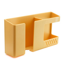 (a-Yellow) Wall Hanging Punch Free Mobile Phone Organizer Shelf Home Bathroom Kitchen Wall-mounted Storage Holder Remote Control Stand Rack
