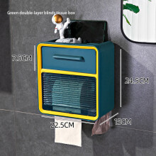 (a-Blue double layer) Multifunctional Toilet Tissue Box Toilet Tissue Holder Roll Paper Box Waterproof Rack Free Punch Wall Hanging Bathroom Supplies