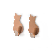 (a-Cat Rose Gold) 2pcs Self Adhesive Hooks Cat Pattern Storage Holder for Bathroom Kitchen Hanger Stick on Wall Hanging Door Clothes Towel Racks