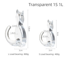 (a-Clear) 2PCS Waterproof Strong Adhesive Hooks for Bathroom Plastic Cat Wall Sticker Wall Door Hanger For Kitchen Transparent Towel Hook