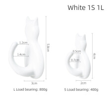 (a-White) 2PCS Waterproof Strong Adhesive Hooks for Bathroom Plastic Cat Wall Sticker Wall Door Hanger For Kitchen Transparent Towel Hook