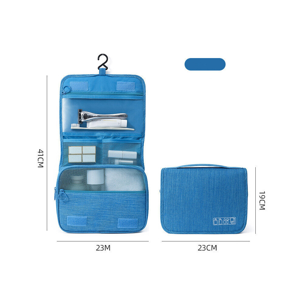 (a-Sky blue) Hanging Makeup Bag Travel Toiletries Portable Dust-proof Organizer Waterproof Storage Folding Wet Dry Separation BathroomWashBag-image-OPC-PCBXWGQ-NEW
