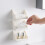 (a-White S) Plastic Storage Rack Wall Mounted Case Bathroom Kitchen Organizer Container Bedroom Self Adhesive Space Saving Hanging Shelf 3