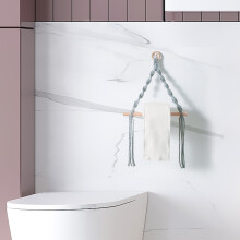 (a-gray) Vintage Nordic Wall Hanging Wooden Stick Roll Paper Holder Towel Hanger Wall Mounted Paper Stand For Kitchen Bathroom Toilet