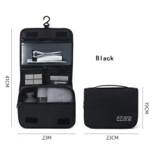 (a-Black) Waterproof Portable Travel Hook Wash Bag Ladies Cosmetic Bag Toiletries Storage Bag Ladies Bathroom Essential Organizer