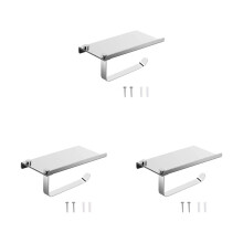 (a-Matte 3PCS) 1/2/3 Paper Roll Holder Bathroom Wall Mounted Shelf Punching Storage Rack Organizer Loadbearing with Screws Dormitory Matte