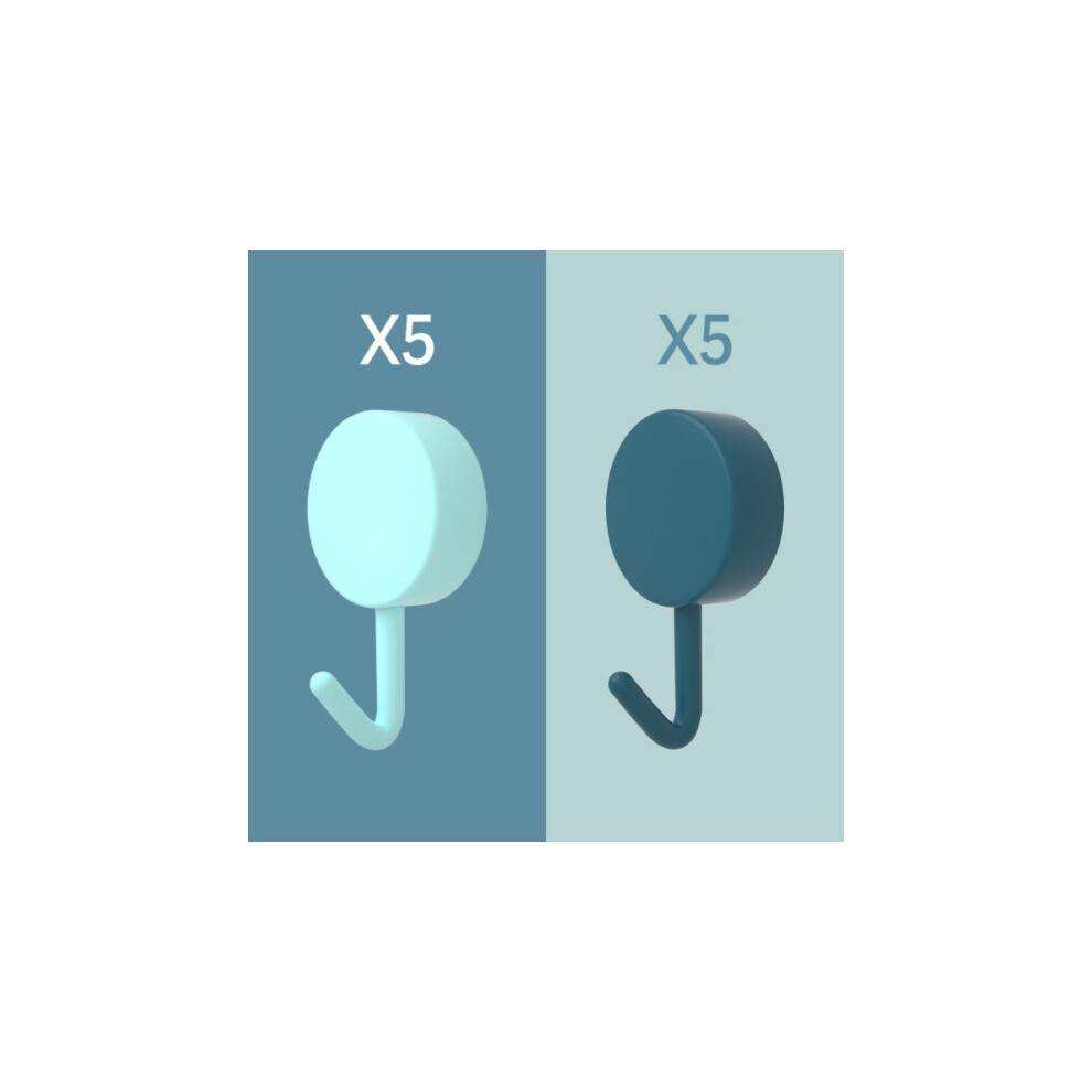 (a-light blue dark blue) 10Pcs Self Adhesive Wall Hook Strong Without Drilling Coat Bag Bathroom Door Kitchen Towel Hanger Hooks Home Storage Accessor-image-OPC-PCBXZDF-NEW