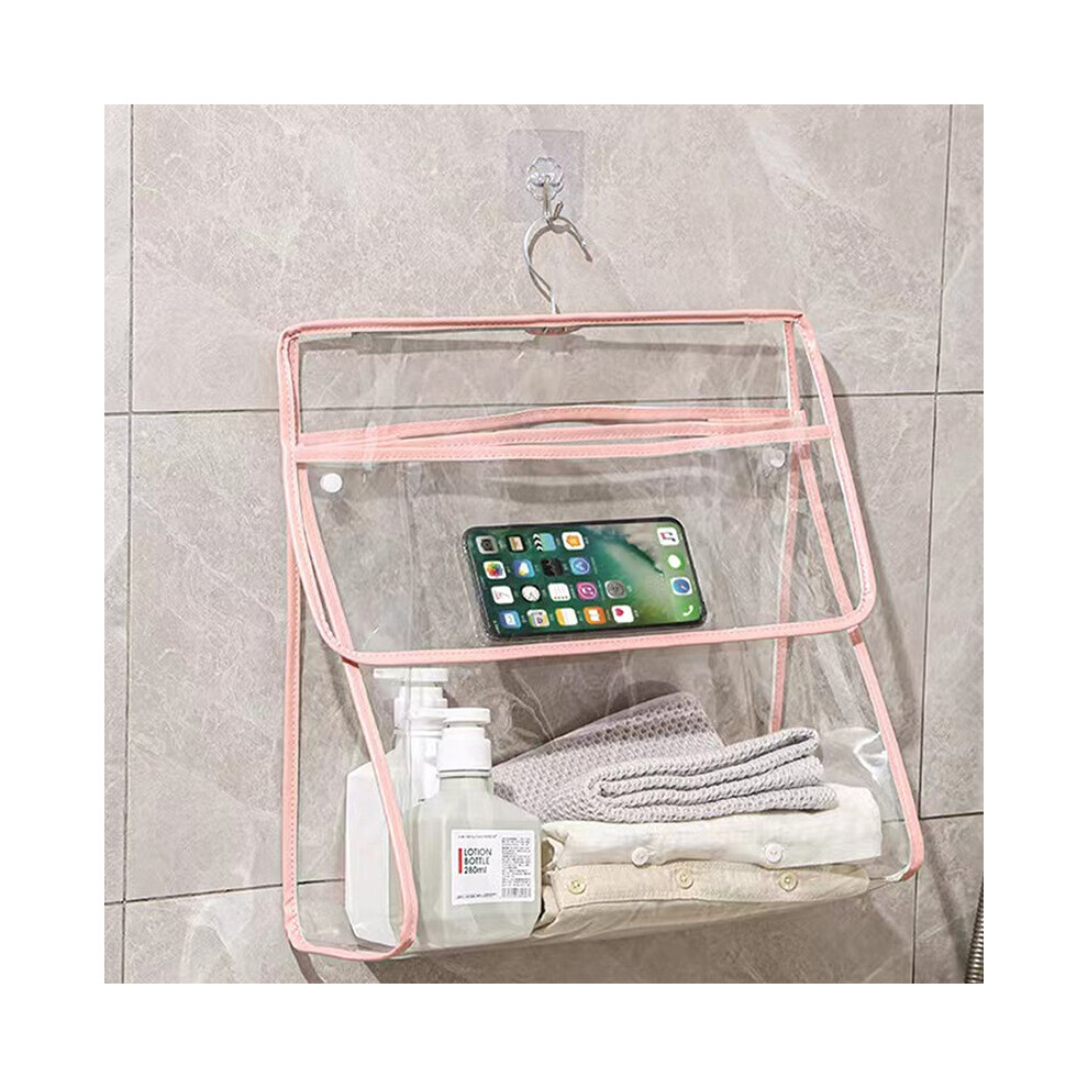 (a-Pink M) PVC Waterproof Hanging Makeup Bag Wall Hanging Organizer Storage Bag Bathroom Shower Accessories Towel Clothes Organizer-image-OPC-PCBY2M5-NEW