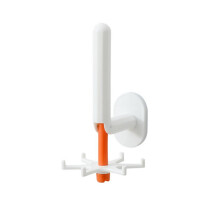 (a-white orange) Dual-use Shower Shelf Punch-free Towel Rack Hanging Rack Creativity Kitchen Paper Holder Bathroom Accessories Organizer