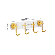 (a-Gold 4 hooks) Bathroom Hooks Luxury Gold Silver Wall Hanging Hook Towels Key Bag Holders Clothes Hanger Punch-free Ganchos Para Colgar
