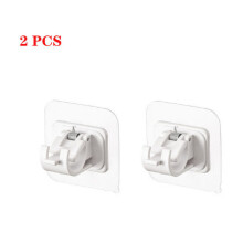 (a-2pcs white) 2pcs Wall Mounted Mop Organizer Holder Mop Clip Brush Broom Hanger Storage Rack Kitchen Bathroom Accessories Hanging Pipe Hooks