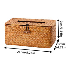 (a-A2) Rattan Tissue Box Cover Rectangular Napkin Case Woven Napkin Paper Containers Home Car Napkin Holder Ofiice Home Organizer