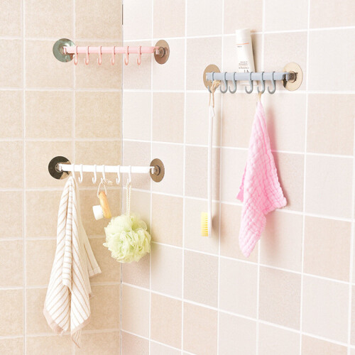 (a-B) Bathroom Storage Rack Towel Holder Self-adhesive Organizer Hooks Multi-purpose Cupboard Storage Shelf Kitchen Accessories 2