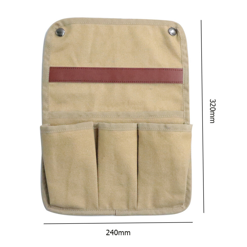 (a-Khaki) Camping Chair Armrest Storage Bag Canvas Folding Chair Organizer Side Pocket Pouch Bag For Outdoor Camping Hiking Fishing Bag