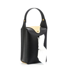 (a-black) Car Headrest Tissue Holder Leather Paper Towel Storage Bag Family Trip Organizer Decor Vehicle Decoration Tissue Case