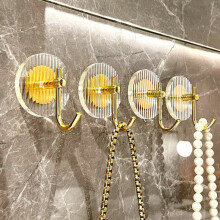 (a-4pc Golden) 2/4pcs Strong Self Adhesive Hangers Hooks Luxury Acrylic Bathroom Door Wall Hook Hanger Clothes Towel Hanging Hooks