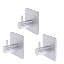 (a-3pcs silver) 1/3Pcs Punch Free Bathroom Shelf Adhesive Hooks Waterproof Towel Holder Clothes Rack Key Holder Wall Shelf Bathroom Accessories