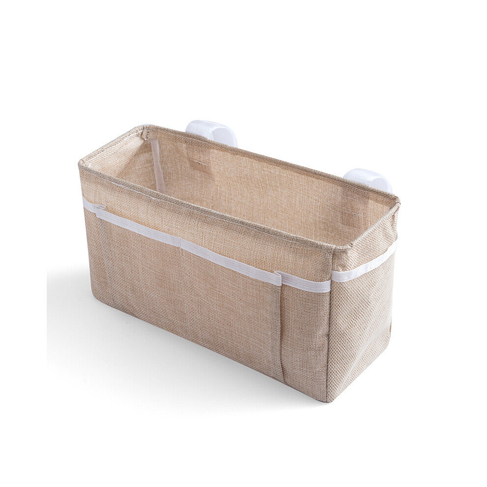 (a-1) 1PC Cotton Linen Bedside Storage Car Organizer Hanging Bag Dorm Rooms Sundries Multi Pockets Bunk Beds Side Pouch Magic Sticker-image-OPC-PCBY9GQ-NEW