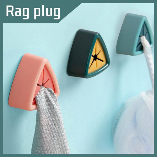 (a-blue 2pcs) Towel Storage Racks Hanger Adhesive Rag Dishcloth Holder Kitchen Rag Cleaning Hook Tools Creative Bathroom Kitchen Tool 1