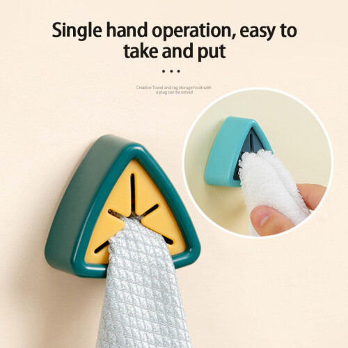 (a-blue 2pcs) Towel Storage Racks Hanger Adhesive Rag Dishcloth Holder Kitchen Rag Cleaning Hook Tools Creative Bathroom Kitchen Tool 2
